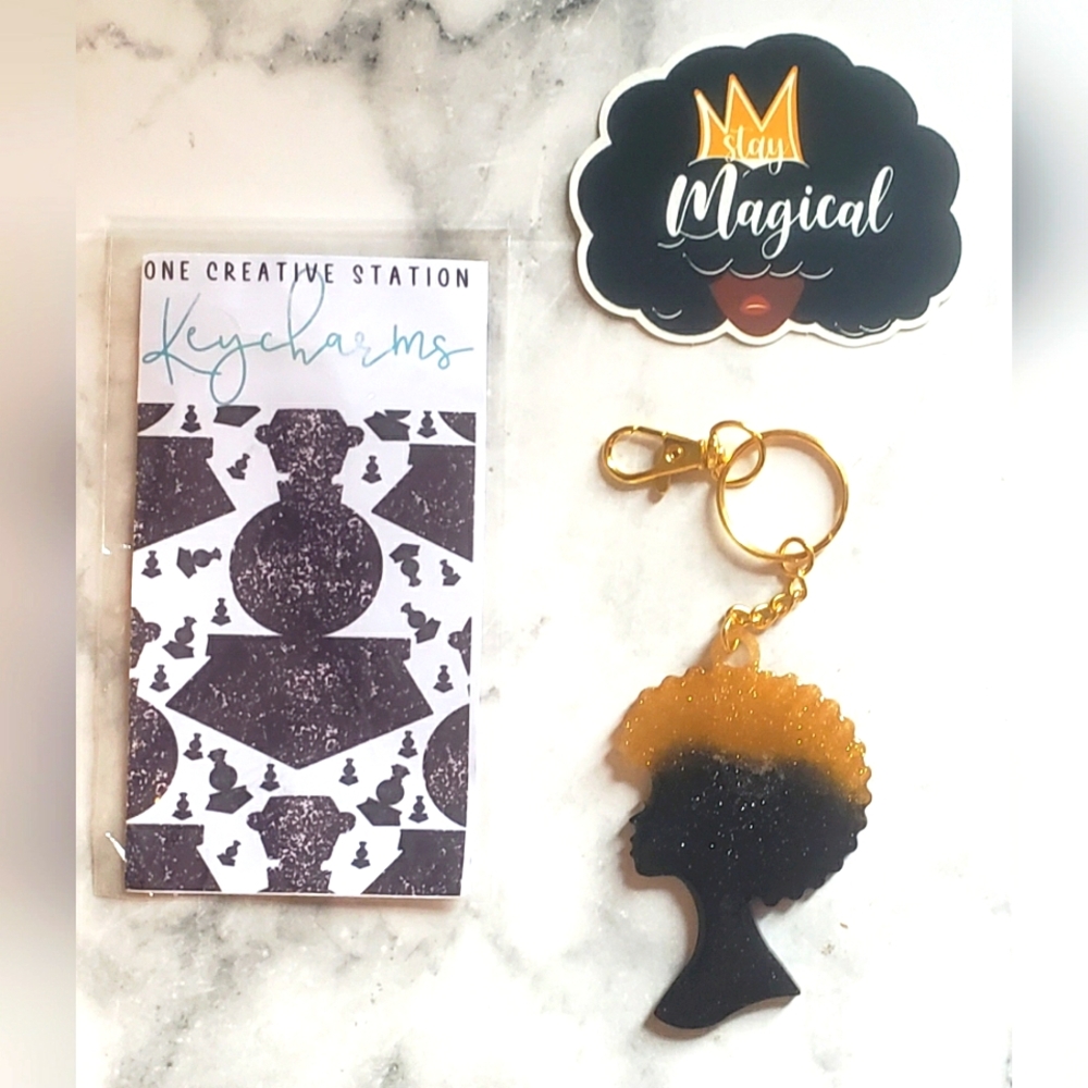 Afro Black Power Black Lives Matter Girl Woman Keychain NEW